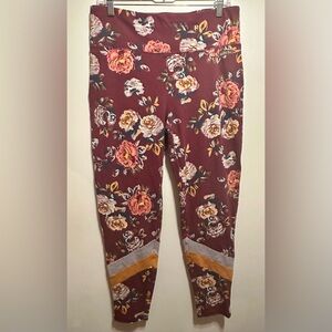 Matilda Jane Maroon Floral Leggings with Gold Accents